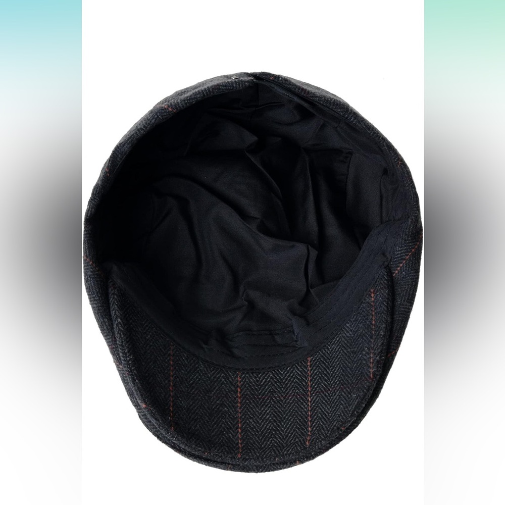 Wool Blend Flat Cap Classic Herringbone Ivy Gatsby Hat - Picture 4 of 9